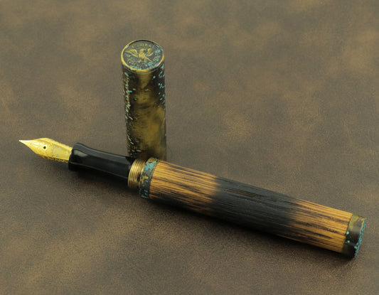 Shipwreck - Aged Barrel Oak wood and Patina'd Brass Metal Fountain Pen