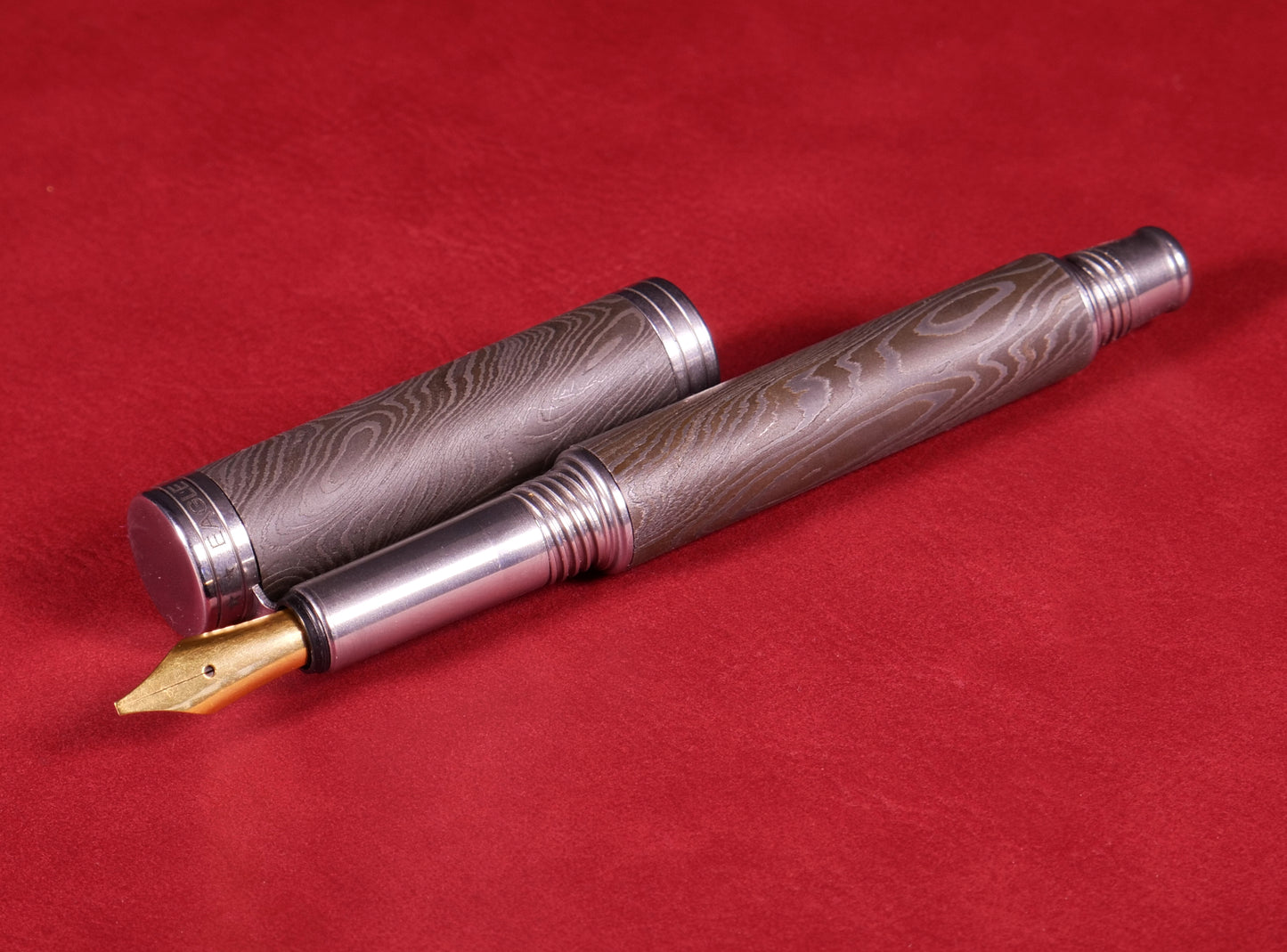 Dark Damascus Steel Fountain Pen