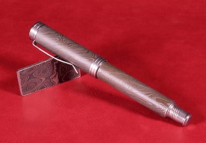 Dark Damascus Steel Fountain Pen