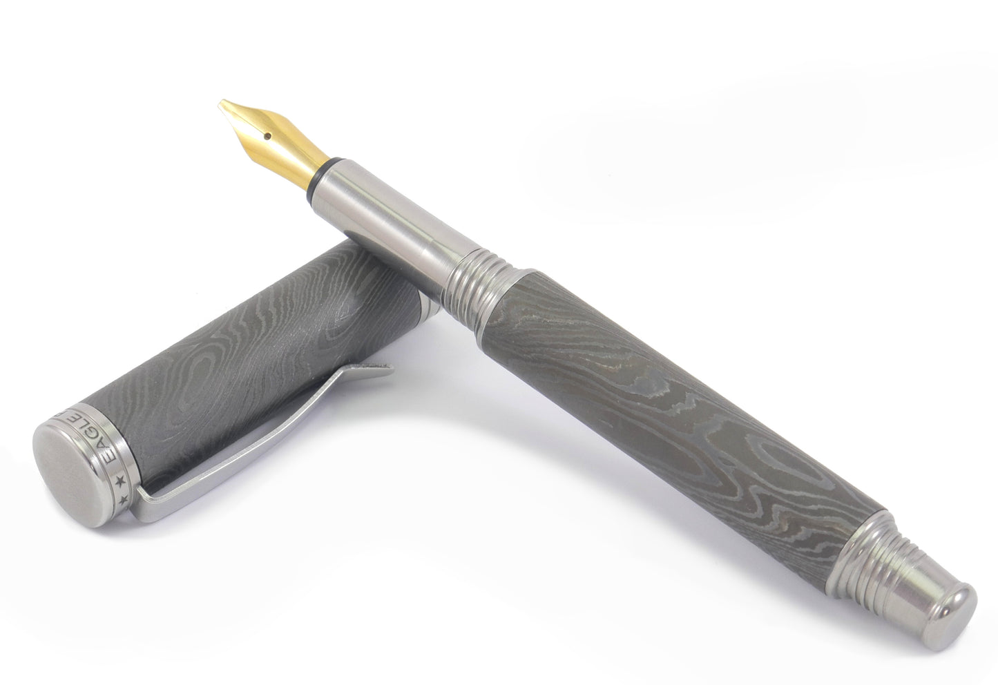 Dark Damascus Steel Fountain Pen