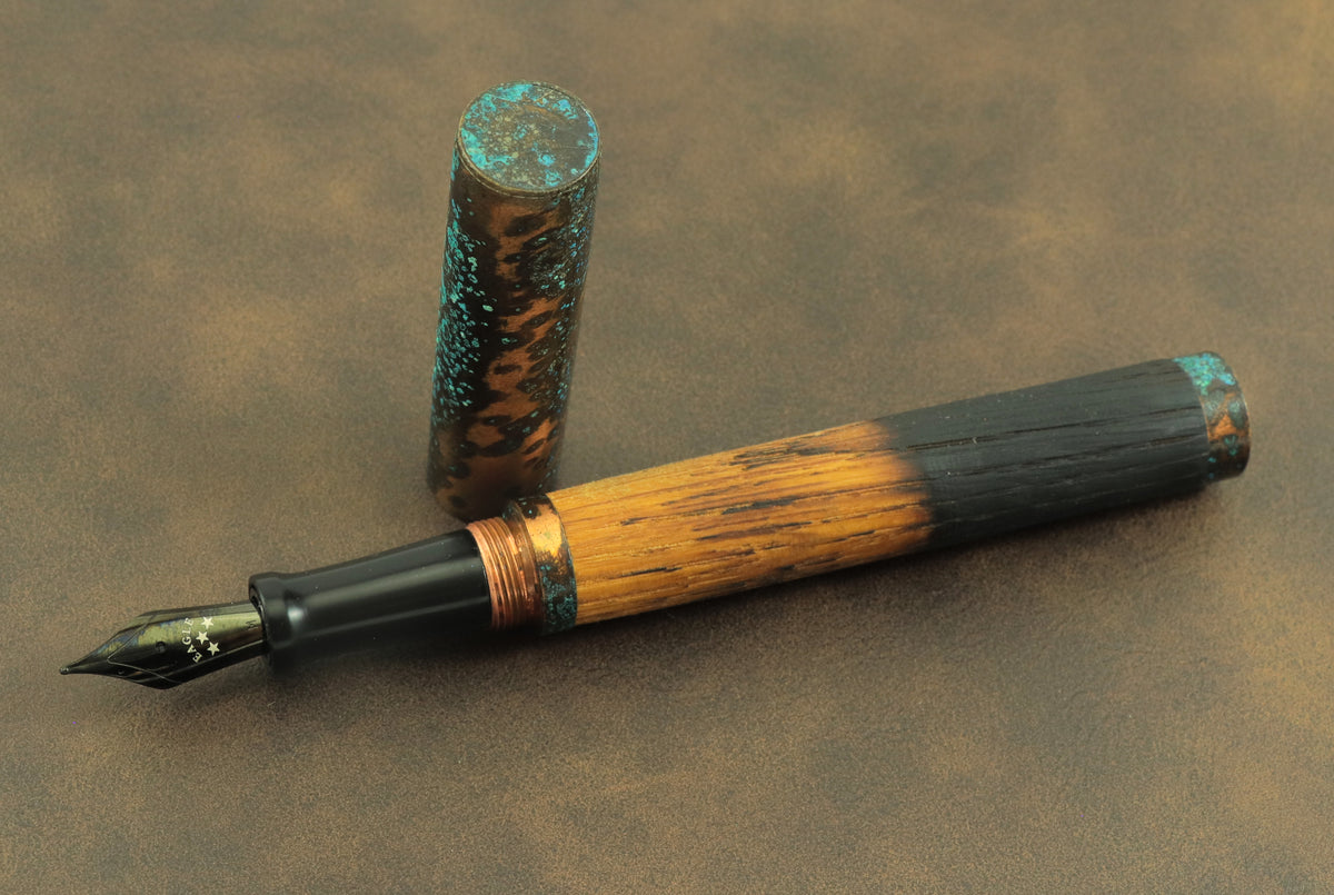 Shipwreck - Aged Barrel Oak wood and Patina'd Copper Metal Fountain Pen