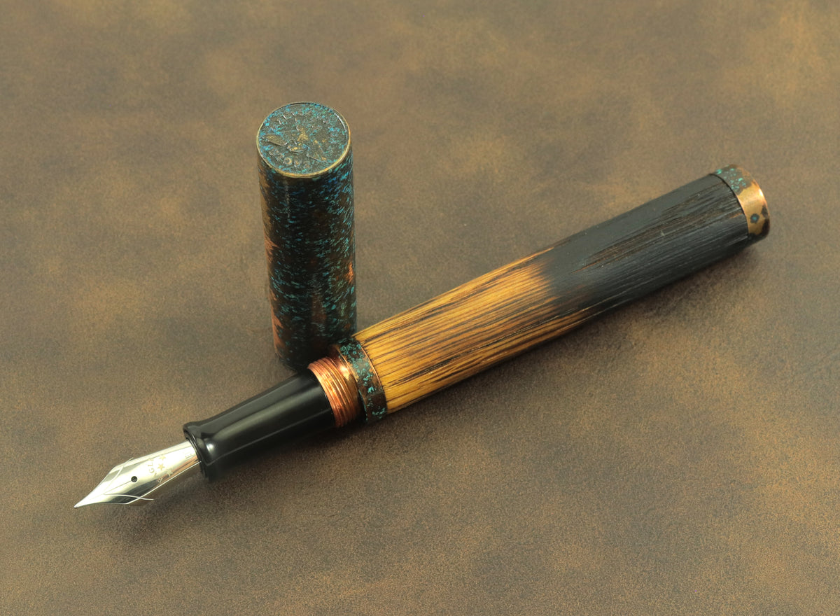 Shipwreck - Aged Barrel Oak wood and Patina'd Copper Metal Fountain Pen