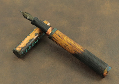 Shipwreck - Aged Barrel Oak wood and Patina'd Copper Metal Fountain Pen