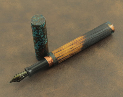 Shipwreck - Aged Barrel Oak wood and Patina'd Copper Metal Fountain Pen
