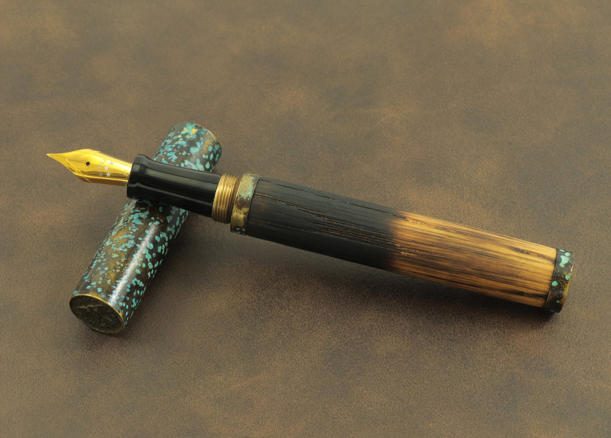 Shipwreck - Aged Barrel Oak wood and Patina'd Brass Metal Fountain Pen