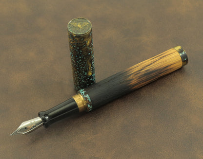 Shipwreck - Aged Barrel Oak wood and Patina'd Brass Metal Fountain Pen
