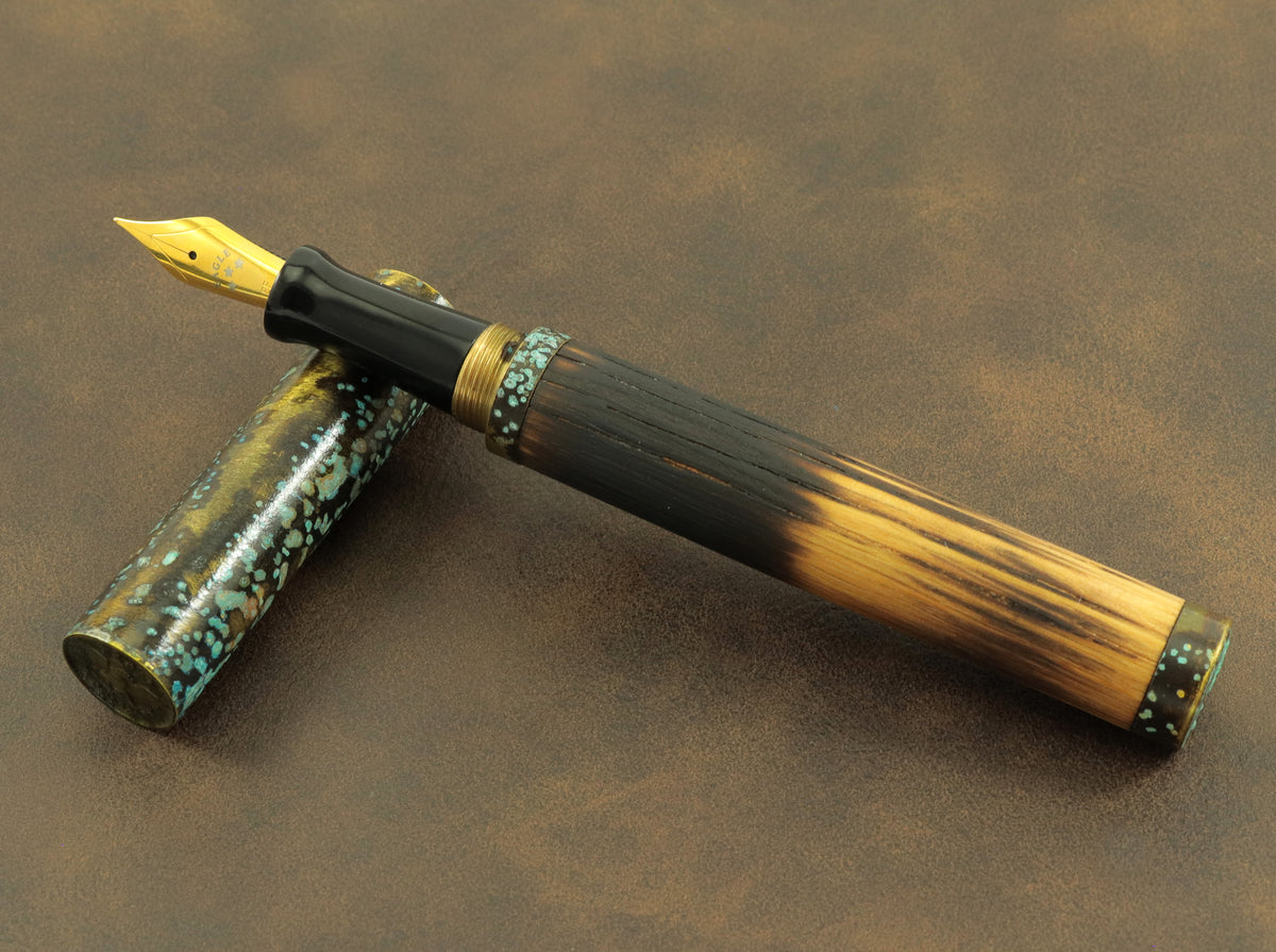 Shipwreck - Aged Barrel Oak wood and Patina'd Brass Metal Fountain Pen