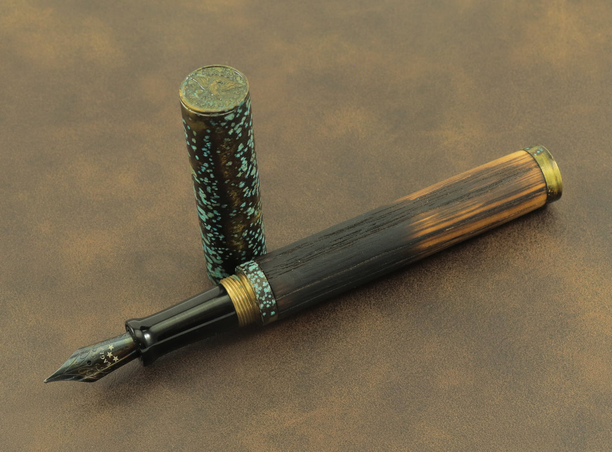 Shipwreck - Aged Barrel Oak wood and Patina'd Brass Metal Fountain Pen
