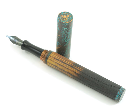 Shipwreck - Aged Barrel Oak wood and Patina'd Copper Metal Fountain Pen