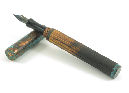 Shipwreck - Aged Barrel Oak wood and Patina'd Copper Metal Fountain Pen