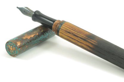 Shipwreck - Aged Barrel Oak wood and Patina'd Copper Metal Fountain Pen