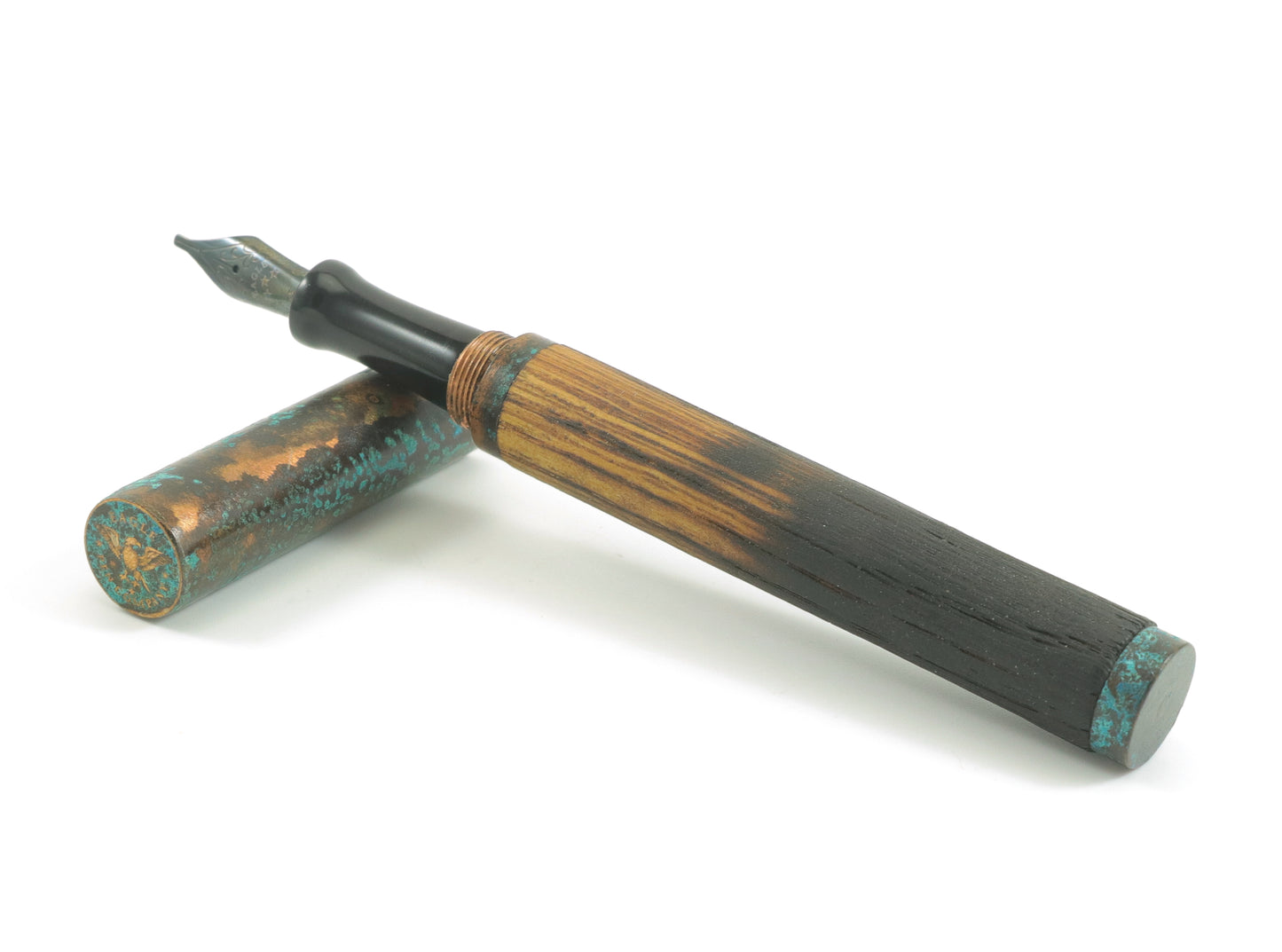 Shipwreck - Aged Barrel Oak wood and Patina'd Copper Metal Fountain Pen