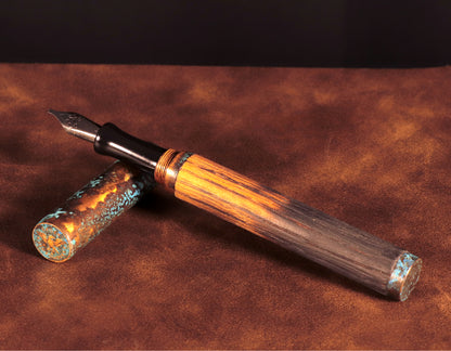 Shipwreck - Aged Barrel Oak wood and Patina'd Copper Metal Fountain Pen