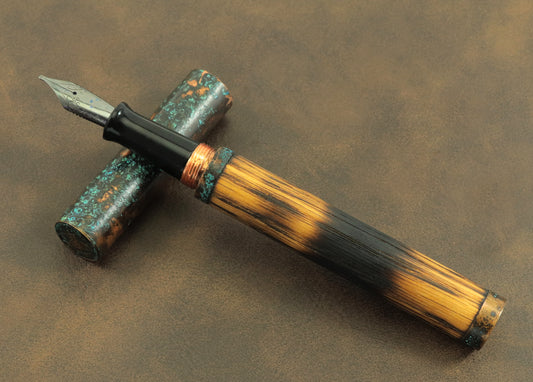 Shipwreck - Aged Barrel Oak wood and Patina'd Copper Metal Fountain Pen