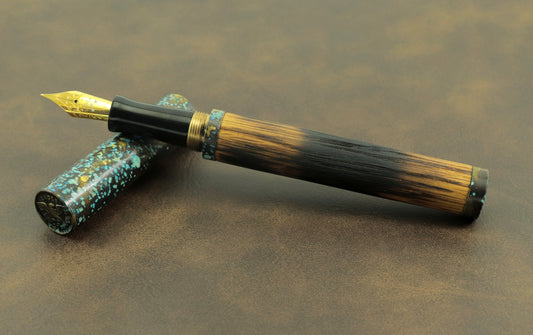 Shipwreck - Aged Barrel Oak wood and Patina'd Brass Metal Fountain Pen