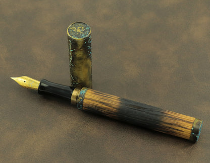Shipwreck - Aged Barrel Oak wood and Patina'd Brass Metal Fountain Pen