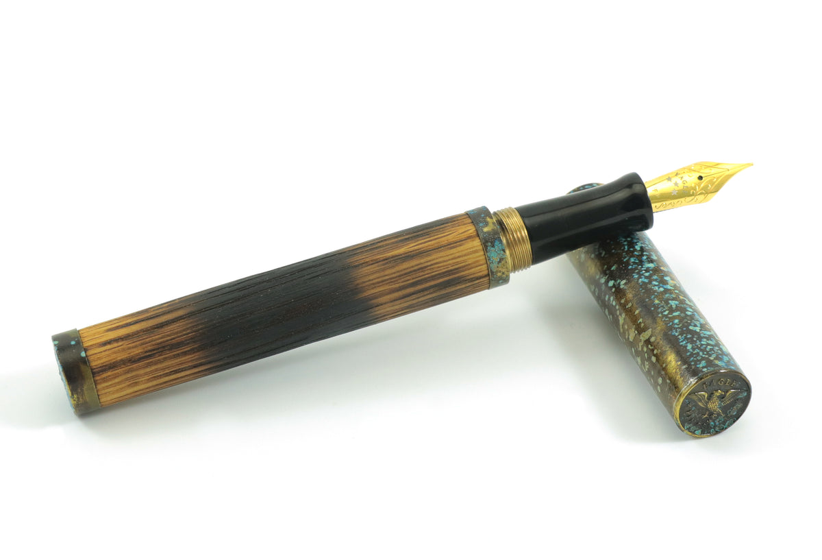 Shipwreck - Aged Barrel Oak wood and Patina'd Brass Metal Fountain Pen