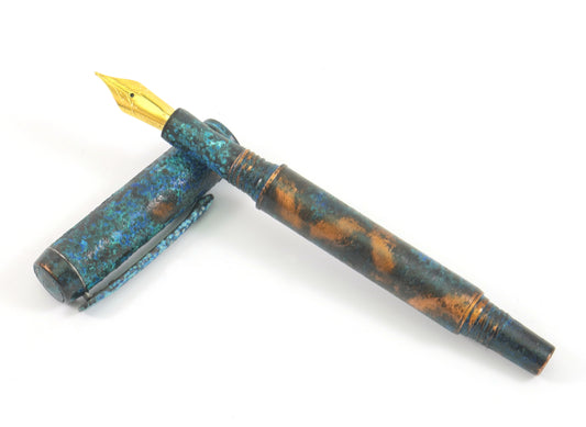 Shipwreck - Patina'd All Copper Metal Fountain & Rollerball Pen