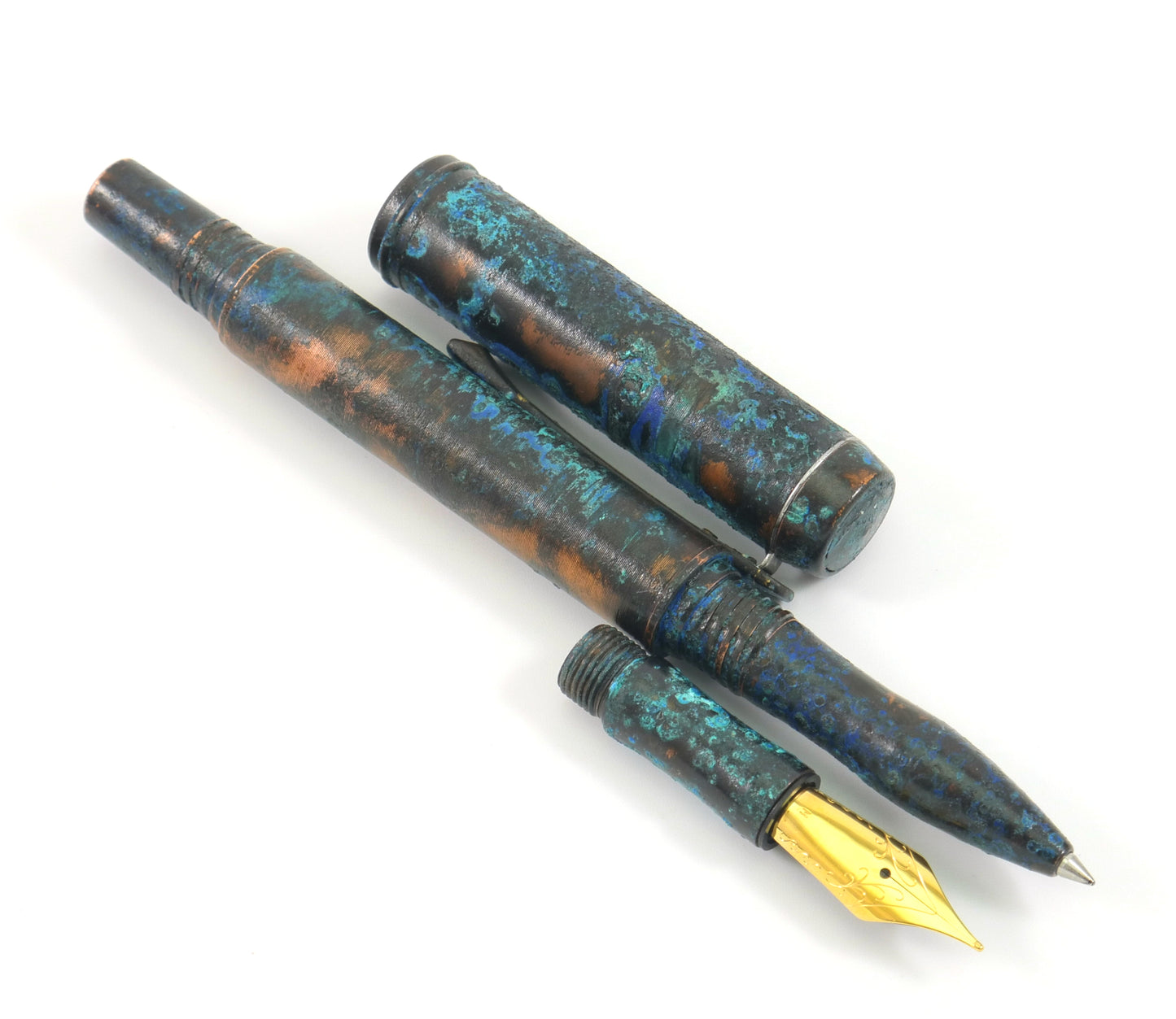 Shipwreck - Patina'd All Copper Metal Fountain & Rollerball Pen
