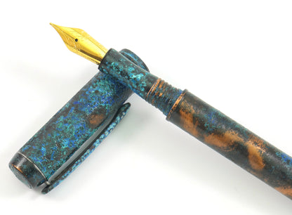 Shipwreck - Patina'd All Copper Metal Fountain & Rollerball Pen