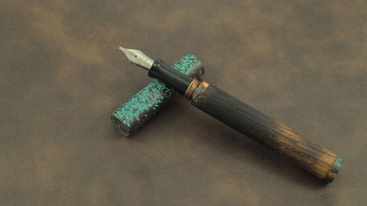 Shipwreck - Aged Barrel Oak wood and Patina'd Copper Metal Fountain Pen